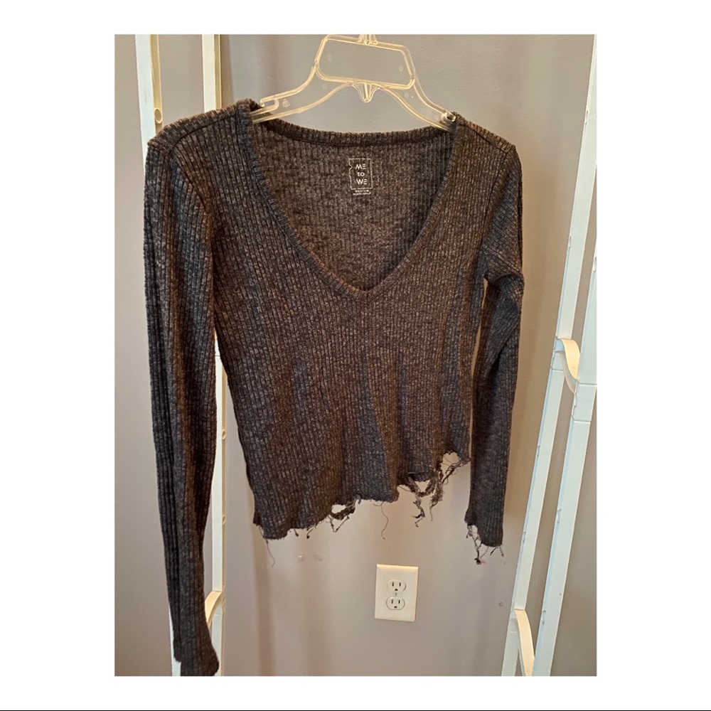 Grey Cropped Long Sleeve